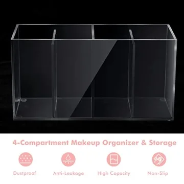 Yulejo 4 Compartment Acrylic Makeup Organizer with Lid