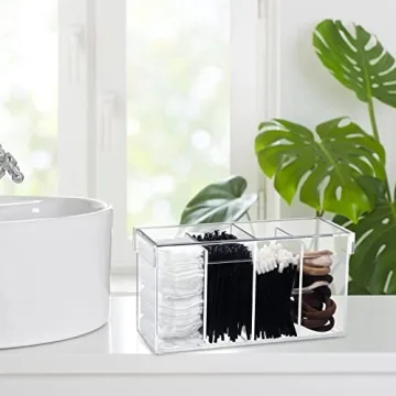 Yulejo 4 Compartment Acrylic Makeup Organizer with Lid