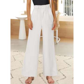 ANRABESS Womens Linen Pants 2025 Summer Casual Loose Wide Leg Palazzo Pants Spring High Waist Flowy ...