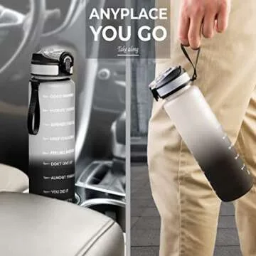Motivational Water Bottle with Time Marker for Hydration