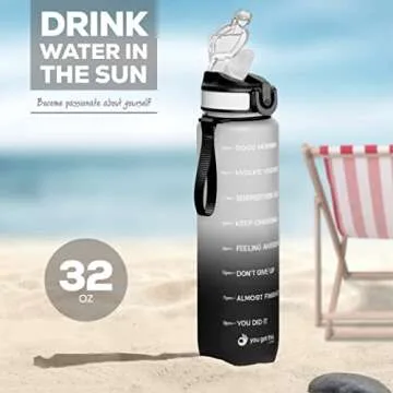 Motivational Water Bottle with Time Marker for Hydration