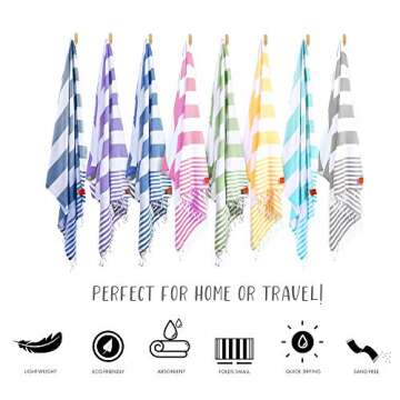 Club Kokomo Turkish Beach & Bath Towel - Eco Friendly Quick Dry Towel - XL 100% Organic Cotton Pesht...