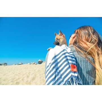 Club Kokomo Turkish Beach & Bath Towel - Eco Friendly Quick Dry Towel - XL 100% Organic Cotton Peshtemal Towel - 37x69 - Sand Free & Sustainable Beach, Bath, Travel, Gym, Spa Towel or Blanket