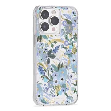 Rifle Paper Co. iPhone 14 Pro Max Case [Compatible with MagSafe] [10ft Drop Protection] Cute iPhone Case 6.7" with Floral Pattern, Anti-Scratch Tech, Shockproof Material, Slim Fit - Garden Party Blue
