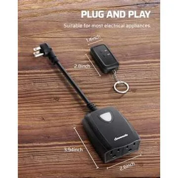 DEWENWILS Outdoor Wireless Remote Control Outlet Power Strip Weatherproof, Expandable Indoor Outdoor Electrical Plug in Light Switch, 15 A, 7-Inch Extension Cord, 100 FT Range, ETL Listed