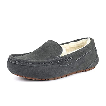 DREAM PAIRS Women's Fuzzy House Slippers Cozy Faux Fur Micro Suede Moccasins Slip on Loafer Shoes fo...