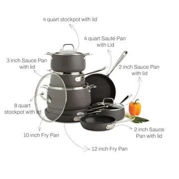 All-Clad HA1 Nonstick Cookware Set 13 Piece Induction Safe