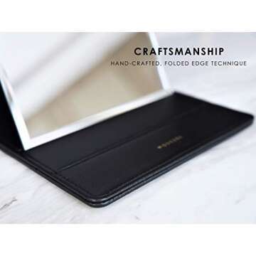 MODESSE Portable Makeup Mirror - Chic Vegan Leather Design