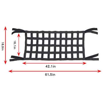 JeCar Mesh Cargo Net Roof Top Net Hammock for Jeep Wrangler YJ TJ JK JKU JL JLU 1987-2023
