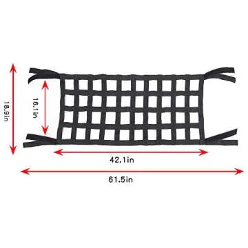 JeCar Mesh Cargo Net Roof Top Net Hammock for Jeep Wrangler YJ TJ JK JKU JL JLU 1987-2023