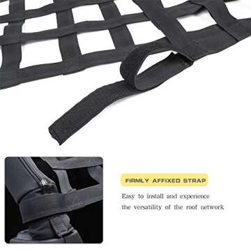JeCar Mesh Cargo Net Roof Top Net Hammock for Jeep Wrangler YJ TJ JK JKU JL JLU 1987-2023