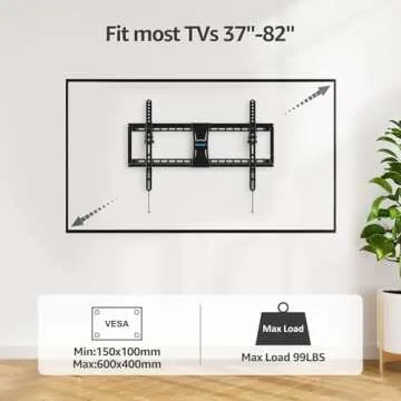 MOUNTUP UL Listed TV Wall Mount, Tilting TV Mount Bracket for Most 37-82 Inch Flat Screen/Curved TV Low Profile Wall Mount Saving Space Max VESA 600x400mm Hold up to 99 lbs Fit 16" 18" 24" Stud MU0008