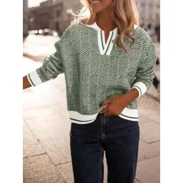 Saodimallsu Women's Stylish V Neck Sweater for Fall