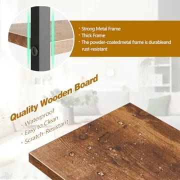 Shintenchi 5-Tier Rustic Brown Bookcase Durable Storage