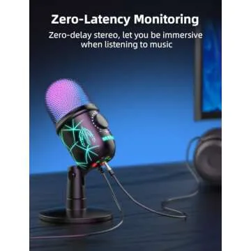 MRSDY USB Microphone, Plug and Play Gaming Mic for PC, Mac, PS4/5, Podcast Microphone with RGB, Mute, Monitor, Noise Reduction, Volume Gain, Great for Recording, Streaming