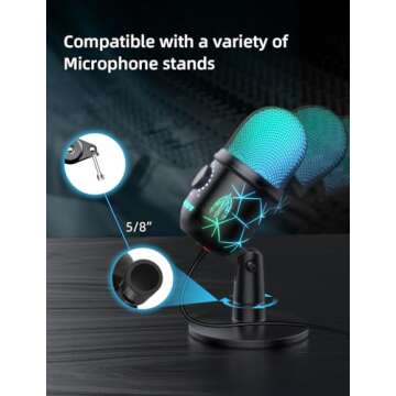 MRSDY USB Microphone, Plug and Play Gaming Mic for PC, Mac, PS4/5, Podcast Microphone with RGB, Mute, Monitor, Noise Reduction, Volume Gain, Great for Recording, Streaming
