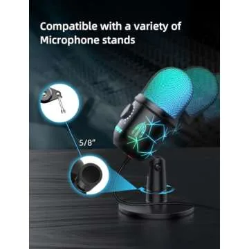 MRSDY USB Microphone, Plug and Play Gaming Mic for PC, Mac, PS4/5, Podcast Microphone with RGB, Mute, Monitor, Noise Reduction, Volume Gain, Great for Recording, Streaming