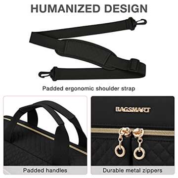 BAGSMART Laptop Bag, 15.6/17.3 Inch Briefcase for Women Large Laptop Case Computer Bag Office Travel Business, Black