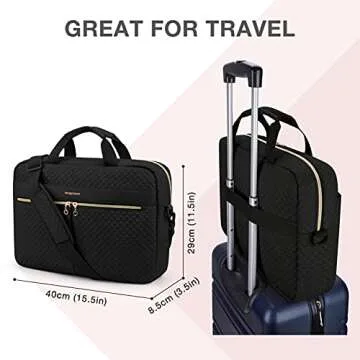 BAGSMART Laptop Bag, 15.6/17.3 Inch Briefcase for Women Large Laptop Case Computer Bag Office Travel Business, Black