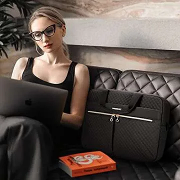 BAGSMART Laptop Bag, 15.6/17.3 Inch Briefcase for Women Large Laptop Case Computer Bag Office Travel Business, Black