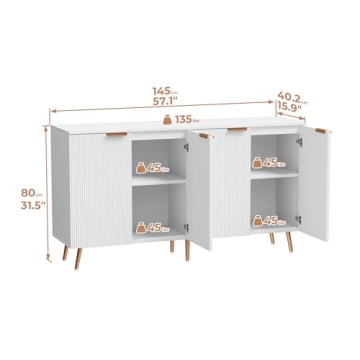 VVFLU Fluted White Storage Cabinet for Modern Homes