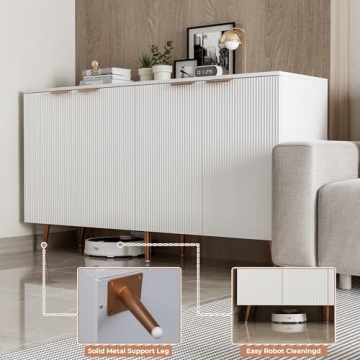 VVFLU Fluted White Storage Cabinet for Modern Homes