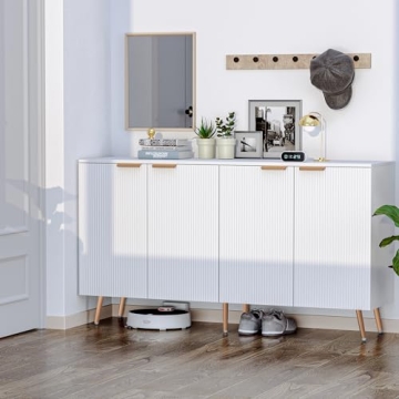 VVFLU Fluted White Storage Cabinet for Modern Homes