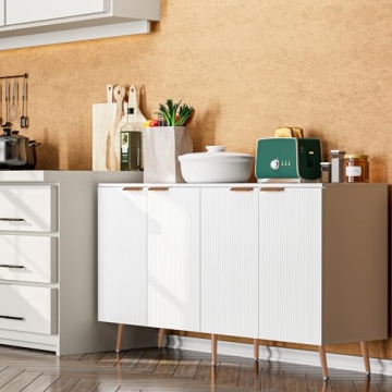 VVFLU Fluted White Storage Cabinet for Modern Homes
