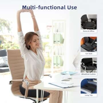 Ruizman Seat Cushions for Office Chairs - Large Office Chair Cushion for Butt - Memory Foam Seat Cus...