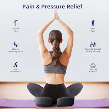 Ruizman Seat Cushions for Office Chairs - Large Office Chair Cushion for Butt - Memory Foam Seat Cushion for Tailbone Pain Relief | 18.1x16.5 Inches (Luxury Black)