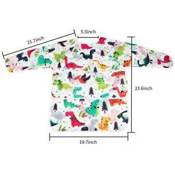 BAHABY Kids Art Smocks 2 Pack Dinosaur Painting Apron for Children Waterproof Artist Smock with Long Sleeve and 3 Pockets for Age 3-8 Years