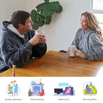 Catalonia Oversized Wearable Blanket Hoodie Sweatshirt, Comfortable Sherpa Lounging Pullover for Adu...