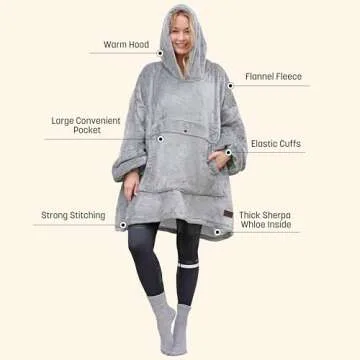 Comfortable Sherpa Oversized Hoodie Blanket for All Ages