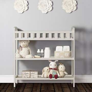 Dream On Me Emily Changing Table In White, Comes With 1" Changing Pad, Features Two Shelves, Portabl...