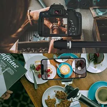 ILOKNZI 30 Inch Aluminum Tripod Extension Arm Overhead Camera Mount, Horizontal Retractable Center Column, Phone/Camcorder Shooting, with Phone Holder