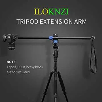 ILOKNZI 30 Inch Aluminum Tripod Extension Arm Overhead Camera Mount, Horizontal Retractable Center Column, Phone/Camcorder Shooting, with Phone Holder