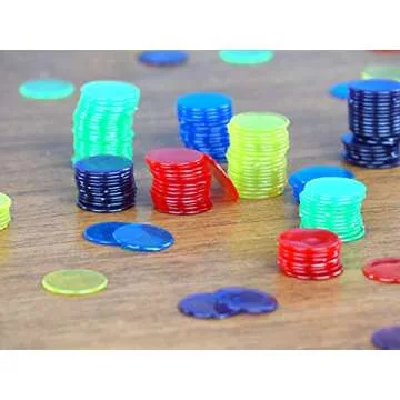 Regal Bingo Plastic Bingo Chips 500 Pcs - Clear Transparent Counters Game Chips Set for Board Game - Bingo Night - 3/4 Inch Assorted Colors