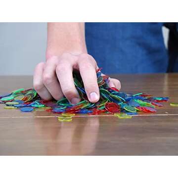 Regal Bingo Plastic Bingo Chips 500 Pcs - Clear Transparent Counters Game Chips Set for Board Game - Bingo Night - 3/4 Inch Assorted Colors
