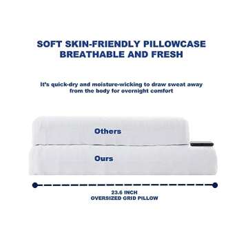 Berklan Supportive Pillow for Neck Shoulder Pain Relief 100% Elastic Grid Oversized Cool Ergonomic Pillow with Breathable Cover