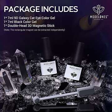 modelones 9D Cat Eye Gel Nail Polish Set - 2 Pcs Black Gel Nail Polish Blue Chameleon Magnetic Galax...