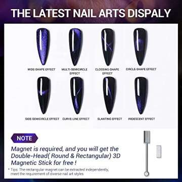 modelones 9D Cat Eye Gel Nail Polish Set - 2 Pcs Black Gel Nail Polish Blue Chameleon Magnetic Galaxy Glitter Galactic Effect Magic Gel Polish with Magnet Stick Soak Off LED Gel Nail Polish Nail Art