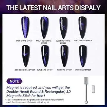 modelones 9D Cat Eye Gel Nail Polish Set - 2 Pcs Black Gel Nail Polish Blue Chameleon Magnetic Galaxy Glitter Galactic Effect Magic Gel Polish with Magnet Stick Soak Off LED Gel Nail Polish Nail Art