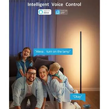 GonHui Corner Floor Lamp, LED Smart Floor Lamp Compatible with Alexa, Color Changing Ambience Light with Music Sync, Modern Corner Lit Standing Lamp for Living Room Bedroom Gaming Room(Black)