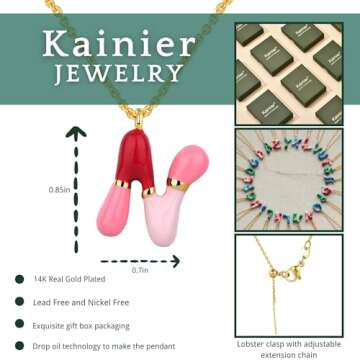 Kainier Bubble Letter Initial Necklace for Women, Colorful Balloon Alphabet Name Pendant Dainty Cute...