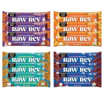 Raw Rev Vegan Protein Bars Variety Pack - Plant-Based Energy