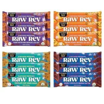 Raw Rev Vegan Protein Bars Variety Pack - Plant-Based Energy