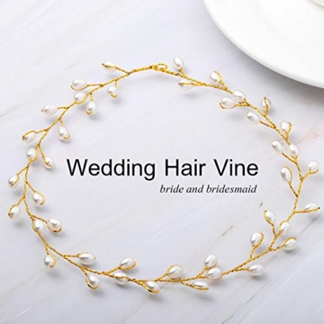Elegant Catery Bride Gold Pearl Headband for Weddings