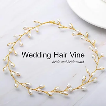 Elegant Catery Bride Gold Pearl Headband for Weddings