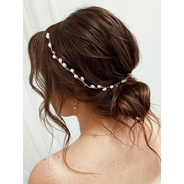Elegant Catery Bride Gold Pearl Headband for Weddings