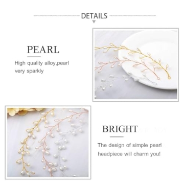 Elegant Catery Bride Gold Pearl Headband for Weddings